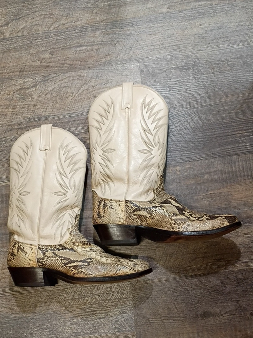 Dan Post Vintage Python Tan Snakeskin Western Men Boots Size 11 Made in USA